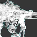 Woman With Tattoos Standing Next To Large Gray Mechanical Robot With Complex Design