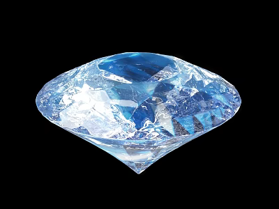 Blue Brilliant Cut Diamond With Sparkling Facets And Clear Gemstone Surface 3d model