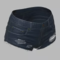 Dark Blue Denim Shorts With Distressed Design And Functional Pockets