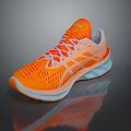 Breathable Asics Running Shoes with Orange Mesh Upper and Lightweight Cushioned Sole