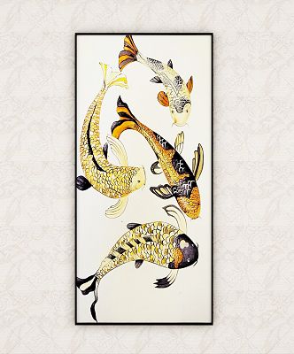 Modern Animal Painting Carp Hallway Hanging Painting 3d model