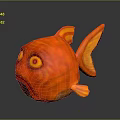 Vibrant Orange Aquatic Fish Toy Figure With Big Eyes Fins And Tail