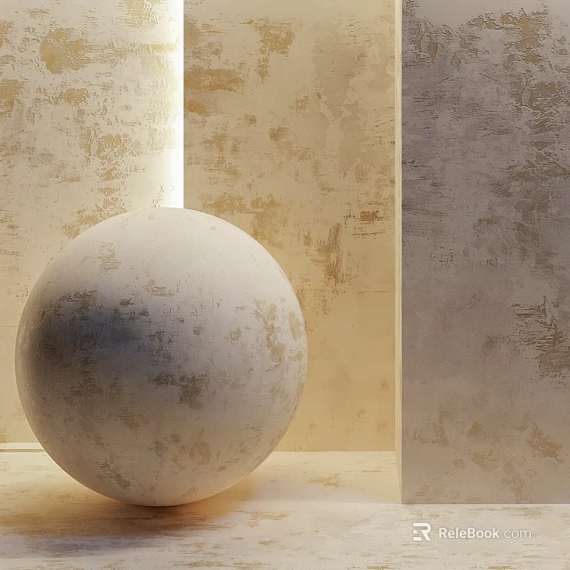 White Sphere Decorative Component In Interior With Beige Textured Wall 3d model 