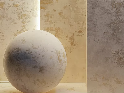 White Sphere Decorative Component In Interior With Beige Textured Wall 3d model