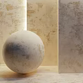 White Sphere Decorative Component In Interior With Beige Textured Wall