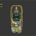 Classic Nokia Mobile Phone As Retro Electronic Device With Green Screen