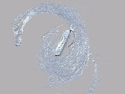 Silver Modern Device Surrounded By Dynamic Swirling Water Splash Design 3d model