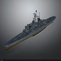 Detailed Military Warship Model Weapon With Turrets Deck And Structure Design