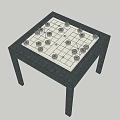 Home Use Square Entertainment Table Featuring Chessboard And Game Pieces 3d model