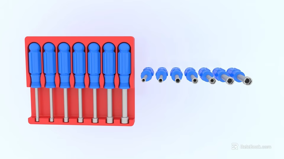 Blue Screwdriver Tool Set With Ergonomic Handle And Various Bits For Hardware Work 3d model 