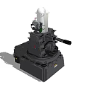Military Tank Turret with Gun Barrel and Top Radar Equipment on Base Structure