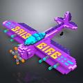 Pixel Art Purple Airplane with Yellow and Blue Details Numbers 9919 and Letters BIRB