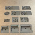 Multiple Kitchen Sinks With Various Styles Sizes And Shapes On 3d model