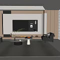 TV background wall single sofa coffee table 3d model