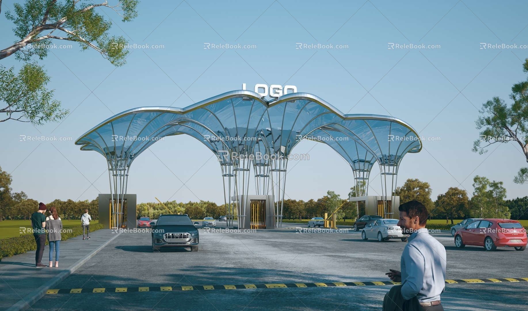 Modern Gate Gate Building Factory Gate Guard Recorder Room Gate Entrance Park Gate Gate Gate 3d model