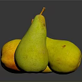Fresh Juicy Ripe Yellow Pears With Smooth Skin On Dark Surface
