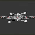 White Ferris Wheel Structure With Pink Accents And Reflective Base On Dark Background