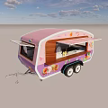 Colorful Commercial Food Trailer With Pink Purple Exterior Wooden Serving Window And Decorative Decals
