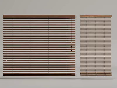 Dark And Light Wooden Window Blinds With Horizontal Slat Design 3d model