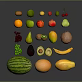 Artistic Animal Shaped Arrangement Using Various Fresh Fruits On Dark Background