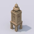 European Architecture Tower Featuring Arched Doors Decorative Windows And Dome Spire