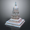 Traditional Stone Pagoda Architecture With Multi tiered Structure Dome Top And Square Base Design
