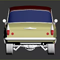 Classic Vintage Car with Beige Body Red Roof Blue Windows White Wheels and Red Hubcaps