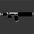 White and Black Futuristic Weapon with Scope Grip Barrel Red Accent and Shiny Surface