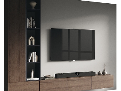 Modern TV background wall TV wall set indoor modern 3d model