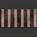 Traditional Rustic Wooden Stall With Red White Striped Awning And Shelf
