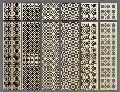 Decorative Room Dividers With Various Geometric Patterns And Intricate Designs For Interior Decoration 3d model