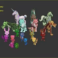 Colorful Stuffed Animal Toys Collection Featuring Unicorn Horse Dog Rabbit And Bird Characters
