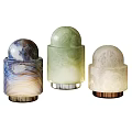 Modern Table Lamps With Marble Like Texture Round Dome And Metallic Base 3d model