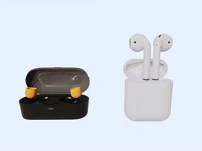 Smart Wireless Earbuds With Black Charging Case Yellow Earbuds And White Case White Earbuds 3d model
