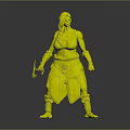 Female Orc Fantasy Character With Green Skin Tribal Weapon And Brown Fur Decorative Armor