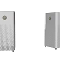 Two White Modern Desktop Speakers With Square Design And Mesh Grille