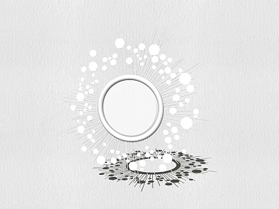 Round Mirror With Radiating White Dots And Black White Dots Base On Light Gray Background 3d model