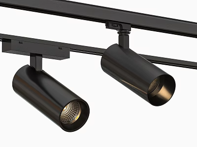 Black Track Mounted Downlights And Spotlights For Modern Ceiling Lighting Fixture 3d model