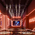 Modern Bar Interior Featuring Red Neon Lighting And Sleek Design