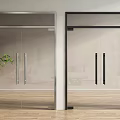Double Glass Doors With Silver And Black Frames In Modern Interior Design 3d model