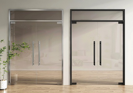 Modern glass double door glass double door office glass door 3d model