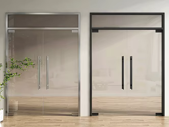 Modern glass double door glass double door office glass door 3d model