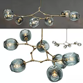 Modern Luxury Glass Globe Chandelier With Gold Branch Design And LED Lights