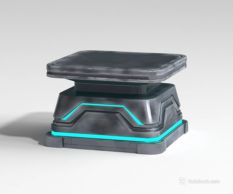 Grey Tech Inspired Platform Base With Blue LED Light Accents And Modern Design 3d model 