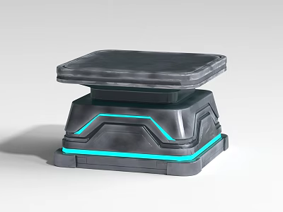 Grey Tech Inspired Platform Base With Blue LED Light Accents And Modern Design 3d model