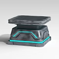Grey Tech Inspired Platform Base With Blue LED Light Accents And Modern Design
