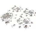 Gray Gravel Pieces Scattered on White Background with Small and Medium Size
