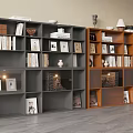Modern Dual Color Floor Standing Bookshelf With Books Decorations And Built In Warm Ambient Lights
