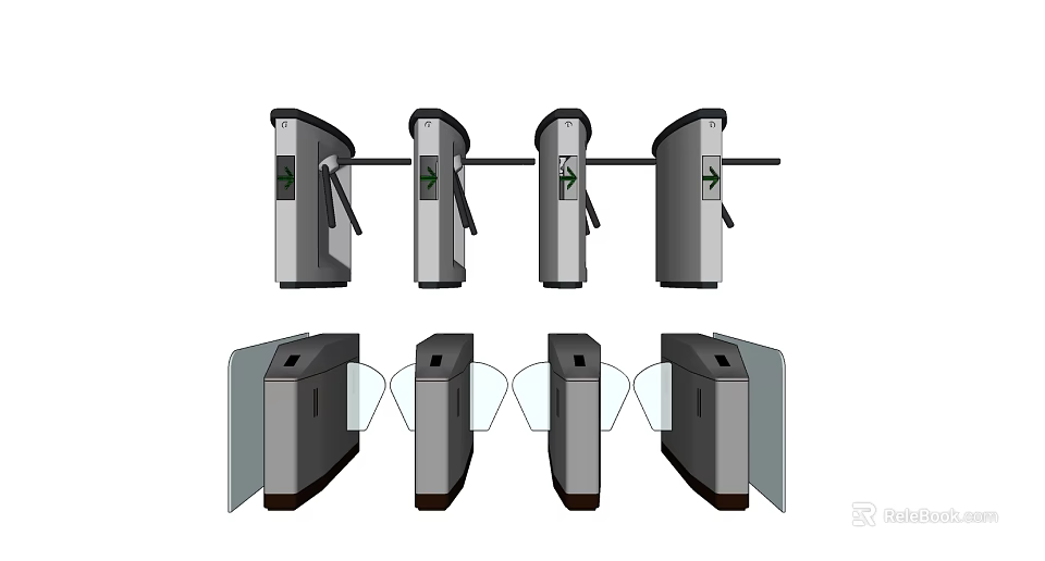 Public Facilities Access Control Turnstiles Featuring Tripod And Flap Barrier Designs For Secure Entry 3d model 