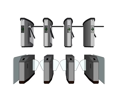Public Facilities Access Control Turnstiles Featuring Tripod And Flap Barrier Designs For Secure Entry 3d model